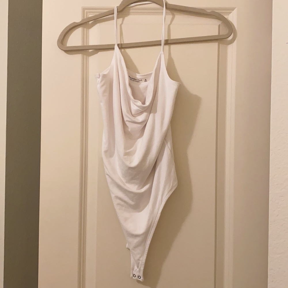 A&F white drapey body suit